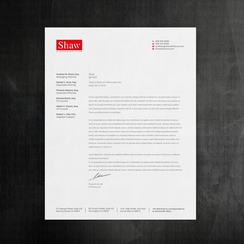 Letterhead for Divorce & Family Law Firm; Modern, Minimalist, Conservative Design Design by Felix SH