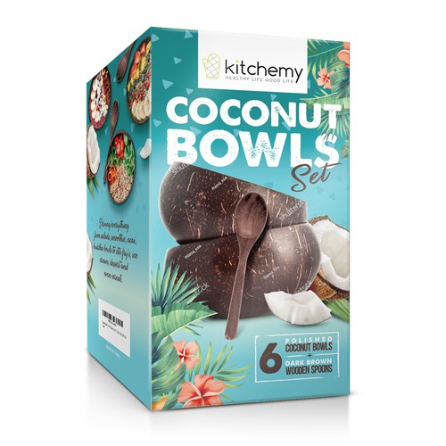 Coconut Bowls - Box Packaging Design Design by tomdesign.org