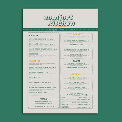 Designs Design a cool new menu for a breakfast & lunch spot in