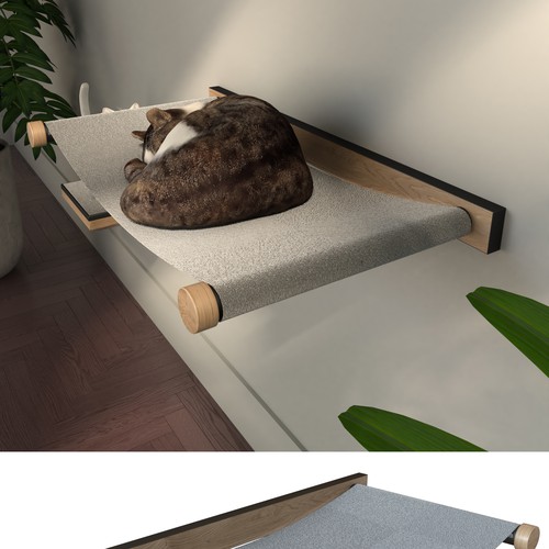 コンペ「Productdesign for manufacturing a modern and minmal wall-mounted cat shelf and stairs」のデザイン by BenTō.さん 