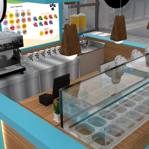 Design a 3D render for food serving kiosk Design by Ann Davis