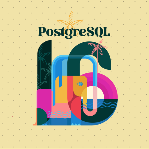 PostgreSQL v16 Release Artwork Design by hashWednesday