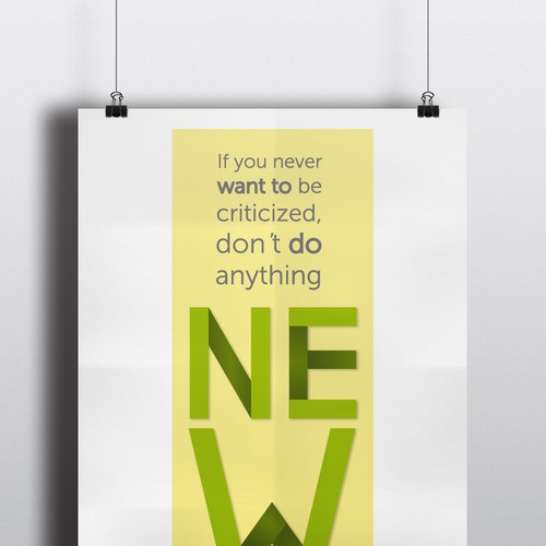 Poster "If you never want to be criticized, don't do anything new." for Startup Vitamins Design by Bogdan Dragomir