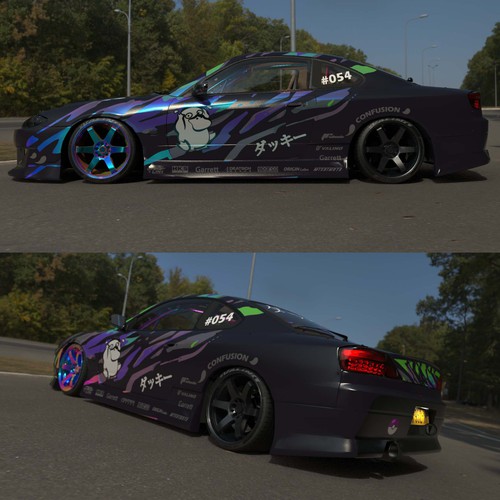 Livery for a competition drift car (Silvia S15) Design by Andrei Sandu