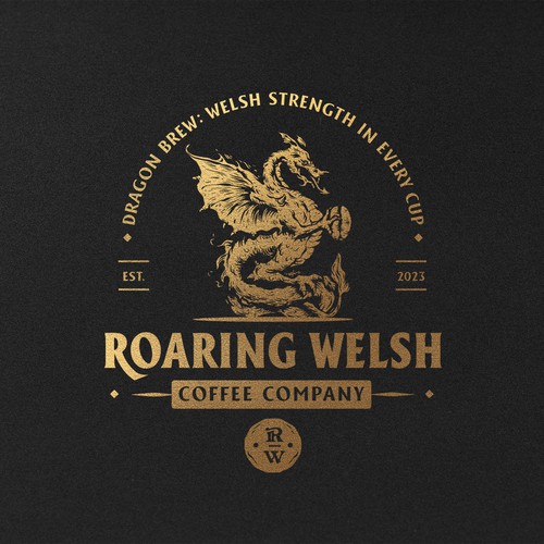 Welsh Coffee Company Logo with Dragon incorporated into the design Design by Evan.C