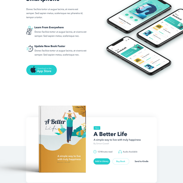 Landing page concept for Book summary mobile app