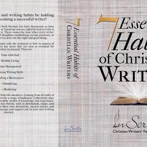 Create a captivating book cover for anthology, 7 Essential Habits of Christian Writers Design by Alicia Zinn