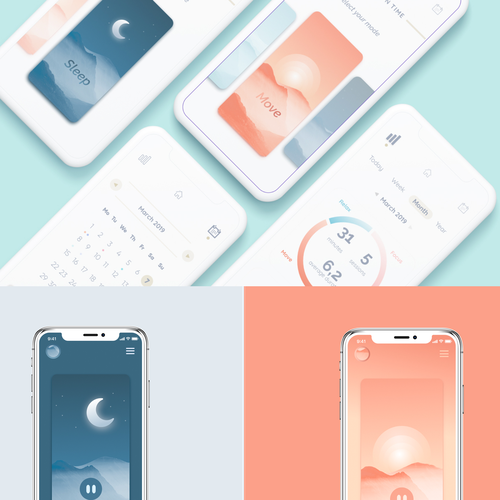 Interface Designs for Timer/Meditation app Design by Beatriz Muriel