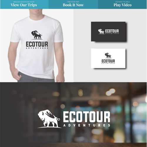 Creative Eco Tour logo integrating mountain  & bison Design by Unintended93