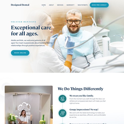 Home page for dental practice Design by monodeepsamanta