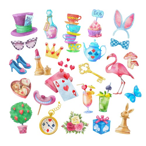 Guaranteed Alice In Wonderland Themed Stamp Sets For Stylish Photo Editing App 不思議の国のアリスモチーフのスタンプ大募集 オシャレなコラージュアプリで利用 Wettbewerb In Der Kategorie Illustration Grafik 99designs