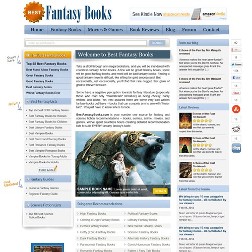 Help Best Fantasy Books with a new website design Réalisé par rosiee007