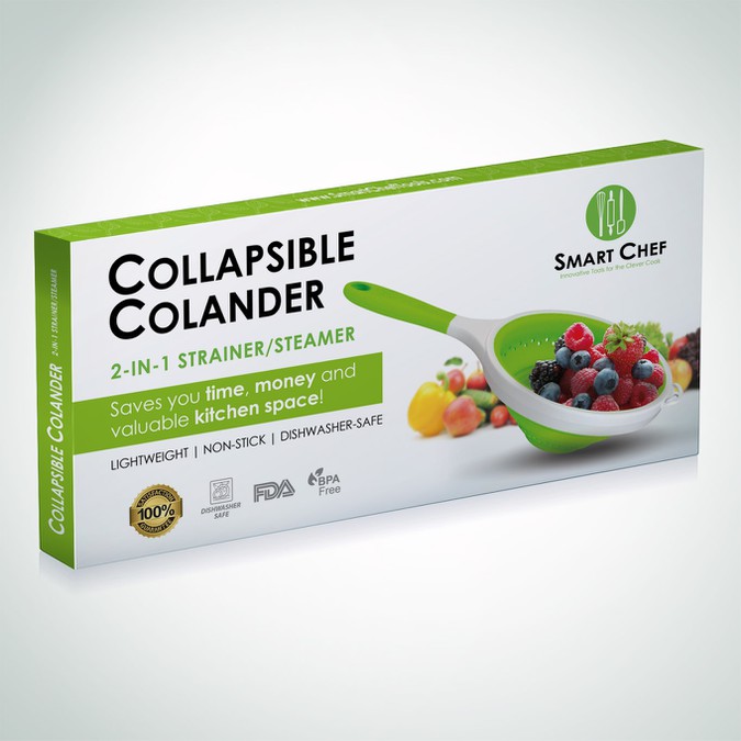 Craft a colorful and creative packaging design for a kitchen