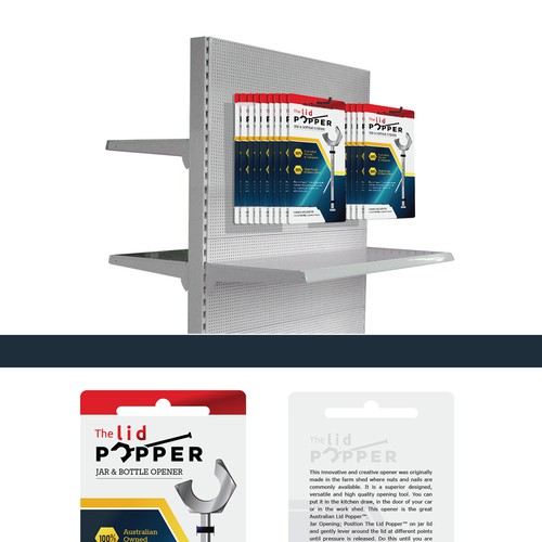 The Lid Popper  (jar and bottle opener) needs packaging Design by goatdesign88