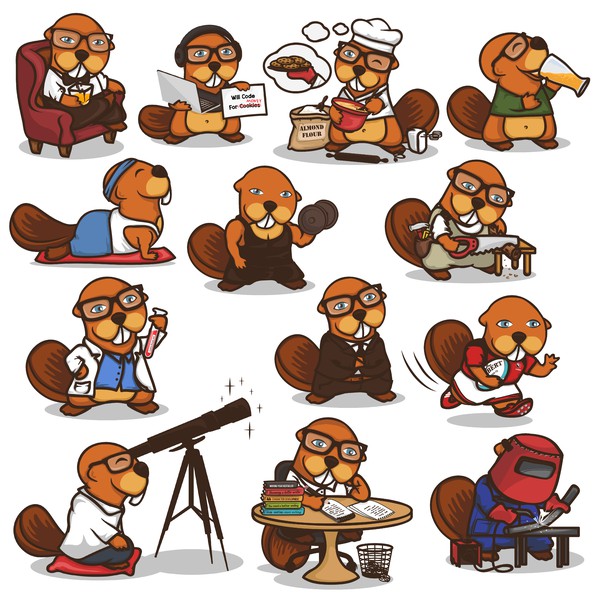 Cookie Taker - Beaver Character in a different poses