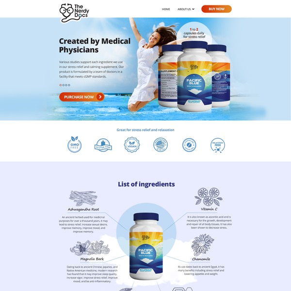 Design by Anutik titled "Landing page for supplement company"