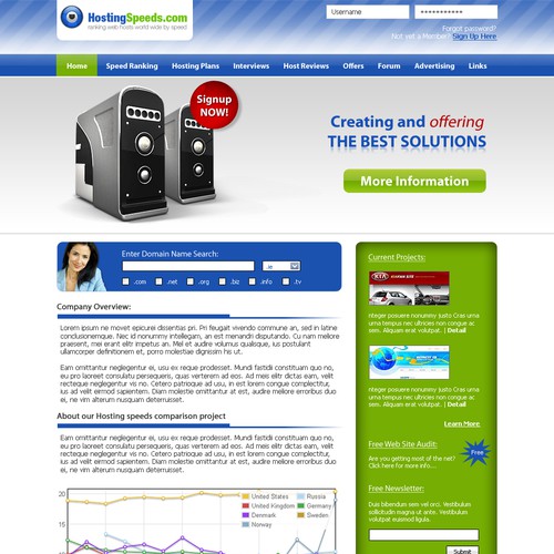 Hosting speeds project needs a web 2.0 design Design by adwebsign