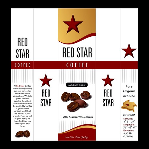 Create the next packaging or label design for Red Star Coffee Design von Design, Inc.