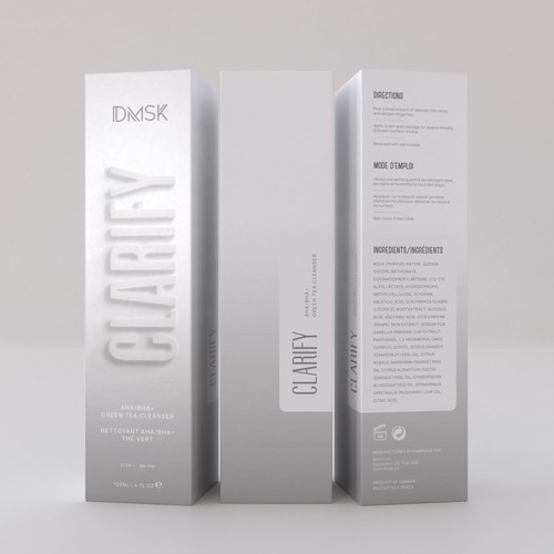 Luxury, high-end product box design for facial cleanser. Design by DG[Graphix]