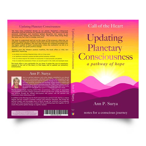 Bright and simple book cover on heart consciousness and planetary change Design by Yna