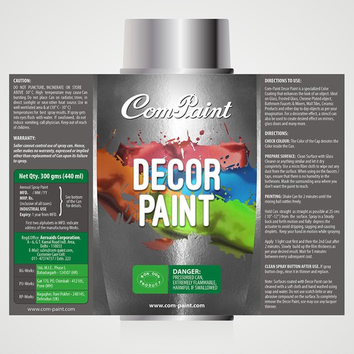 Product Label Design for AEROSOL SPRAY PAINT CAN Product label contest
