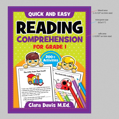 BOOK COVER: Grade 1 Reading Comprehension - Professional Workbook for Kids Design by WolfBell