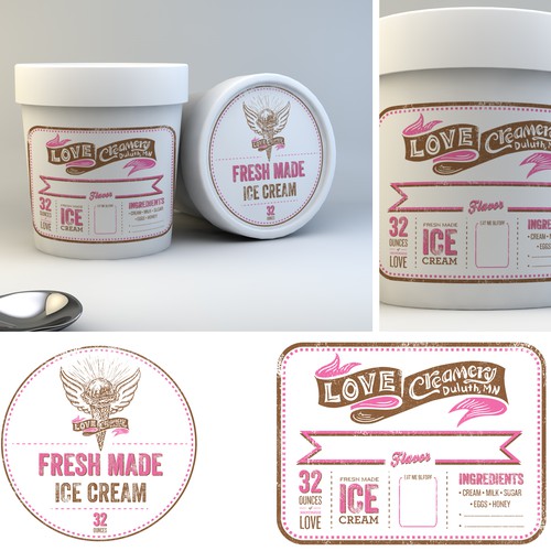 Designs Ice Cream Container Labels for Love Creamery Product label