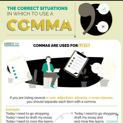 Comma rule infographic to appeal to students of any age Design by DanielRW