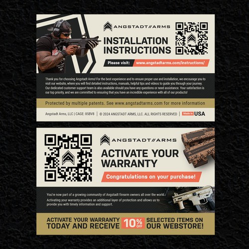 Warranty activation flyer for gun company (postcard) Design by Alphabet ♥