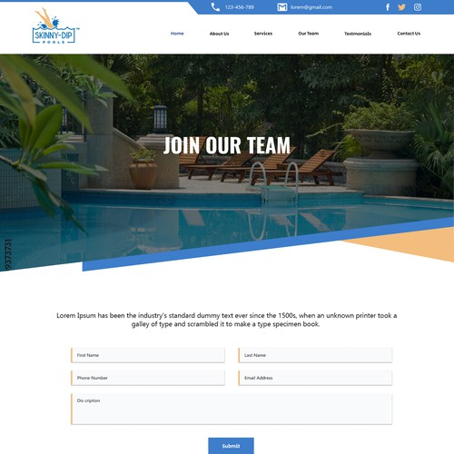 Designs | Skinny Dip Pools needs a fun website! | WordPress theme ...