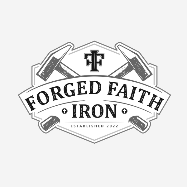 Vintage and masculine logo for FORGED FAITH IRON