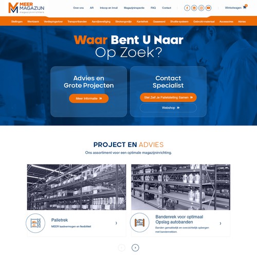 Design Creative website templates for a leading pallet racks company_ Meermagazijn di Adventix