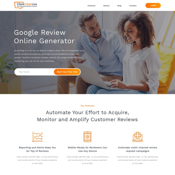 Client Chat Live Review Generator Landing Page