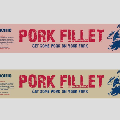 Create a striking top product label for a pork fillet product Design réalisé par crazy stone