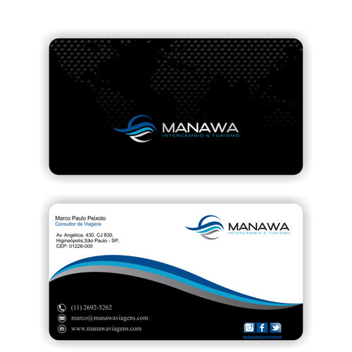 Please create a great Business Card design for travel agency Manawa! Design by Parth Soni