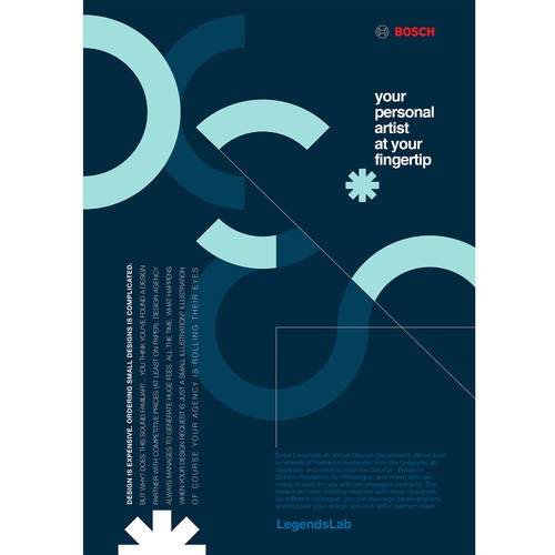 Flyer design for BOSCH; progressive service offering Design by Olivier Darbonville