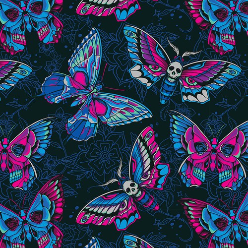 "Butterfly Skull Pattern" winning Illustration or graphics by prim
