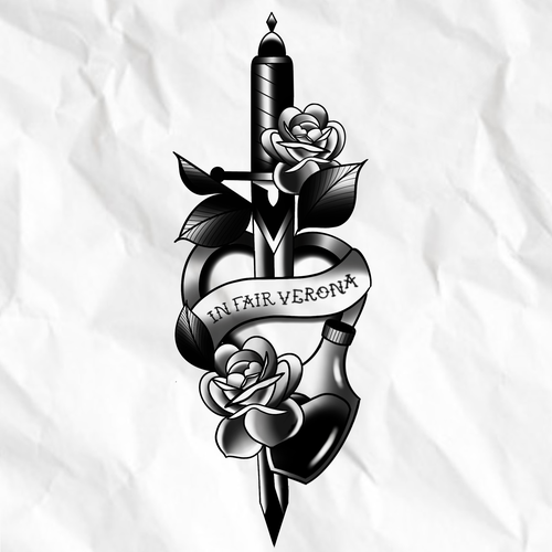 Design a Romeo and Juliet tattoo for a hopeless romantic Design by Katya Luu