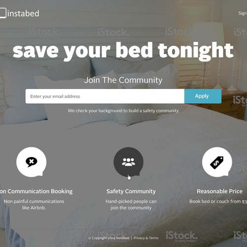 Landing page for simple, on-demand bed booking app Design by SpellWebDesign