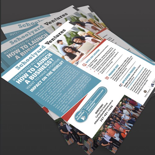 One page flyer for program that supports teen entrepreneurs Design by Saqi.KTS