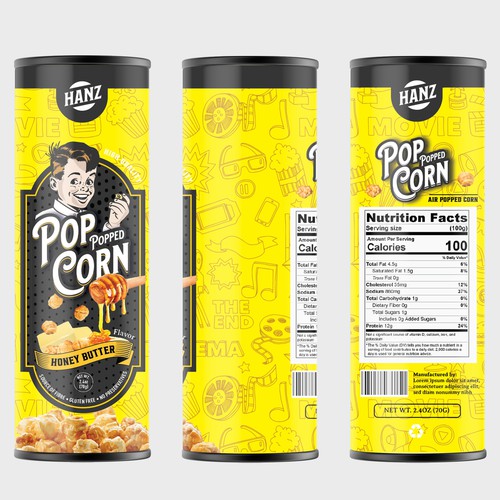 Premium Quality Popped Pop Corn Packaging Design von Davi Giolo ★