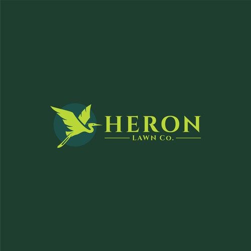 Modern Lawn Care Business with Heron Design by CreCreature