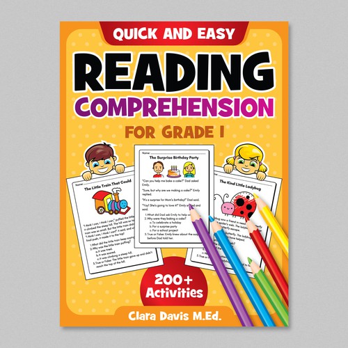 BOOK COVER: Grade 1 Reading Comprehension - Professional Workbook for Kids Design by WolfBell
