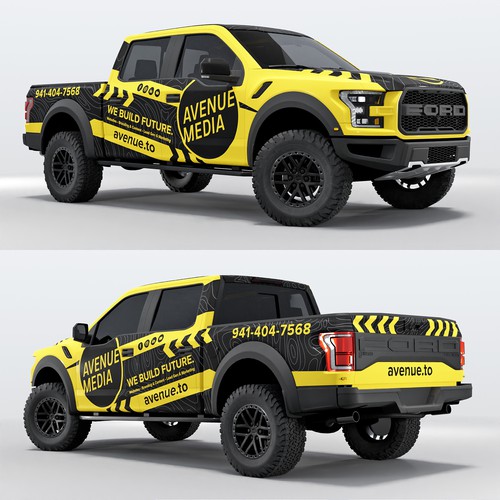 Need A Powerful / Aggressive Construction-Focused Wrap For Our Ford Raptor! Design réalisé par adelea