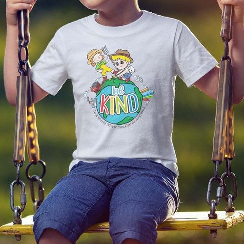 BE KIND Colorful Kids T-shirt Design Design by mr.babyblue