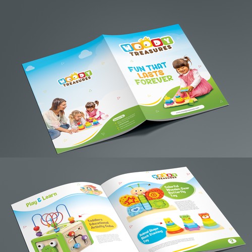 ATTRACTIVE CATALOG FOR EDUCATIONAL WOODEN CHILDREN'S TOYS デザイン by idea@Dotcom