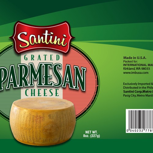 New Label for grated Parmesan Cheese in Asia Product label contest