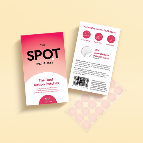Pimple Patch PACKAGING to appeal to FEMALE BEAUTY user Design by JBW_DESIGN