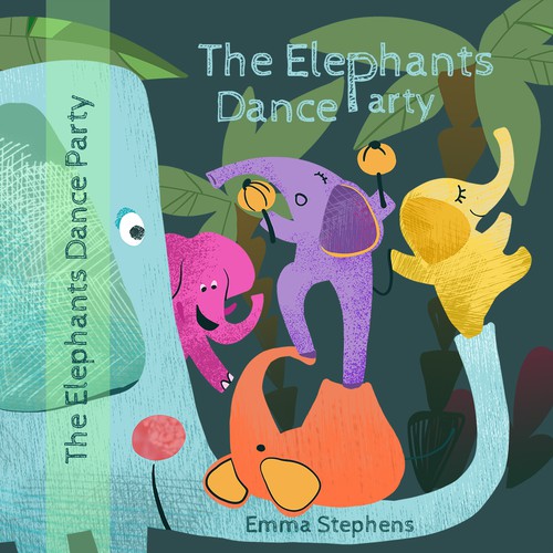 The Elephants Dance Party - Fun, bright and quirky kids book illustration Design by LeonaAnna