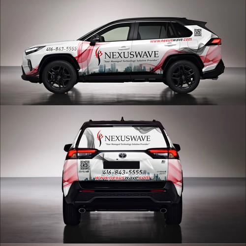 futuristic technology vehicle wrap for IT solutions company. Design by dnite